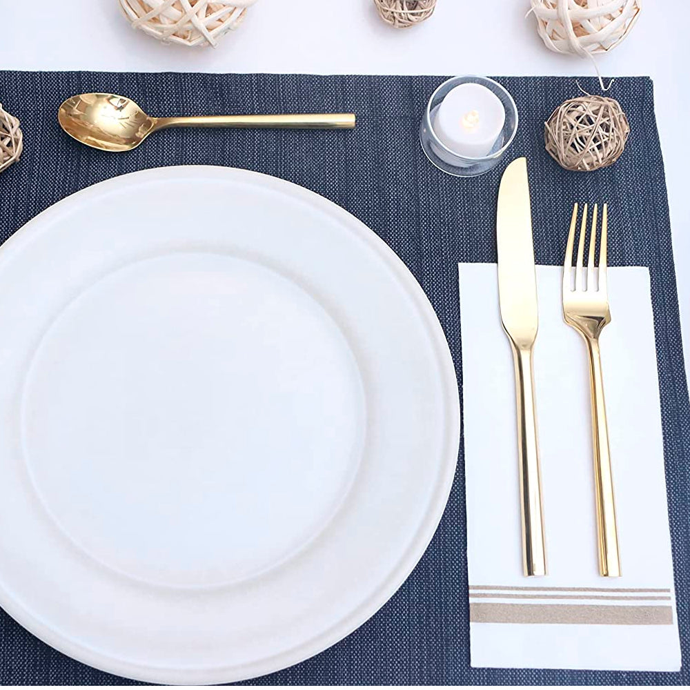 Premium Linen Feel Disposable Guest Towels (Gold)