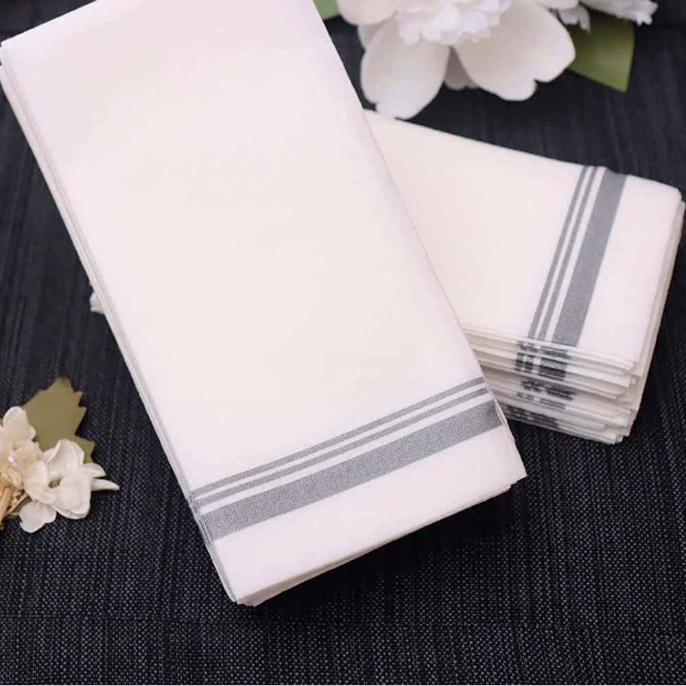 Premium Linen Feel Disposable Guest Towels (Silver)