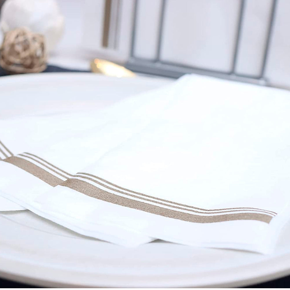 Premium Linen Feel Disposable Guest Towels (Gold)