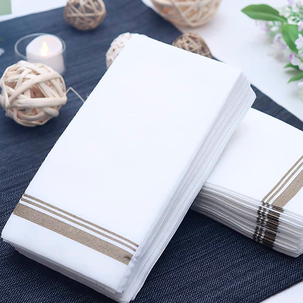 Premium Linen Feel Disposable Guest Towels (Gold)